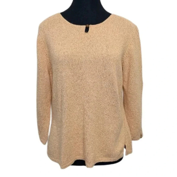 Talbots Sweaters - Talbots Womens XLarge Textured Keyhole Cotton Orange Knitted Sweater